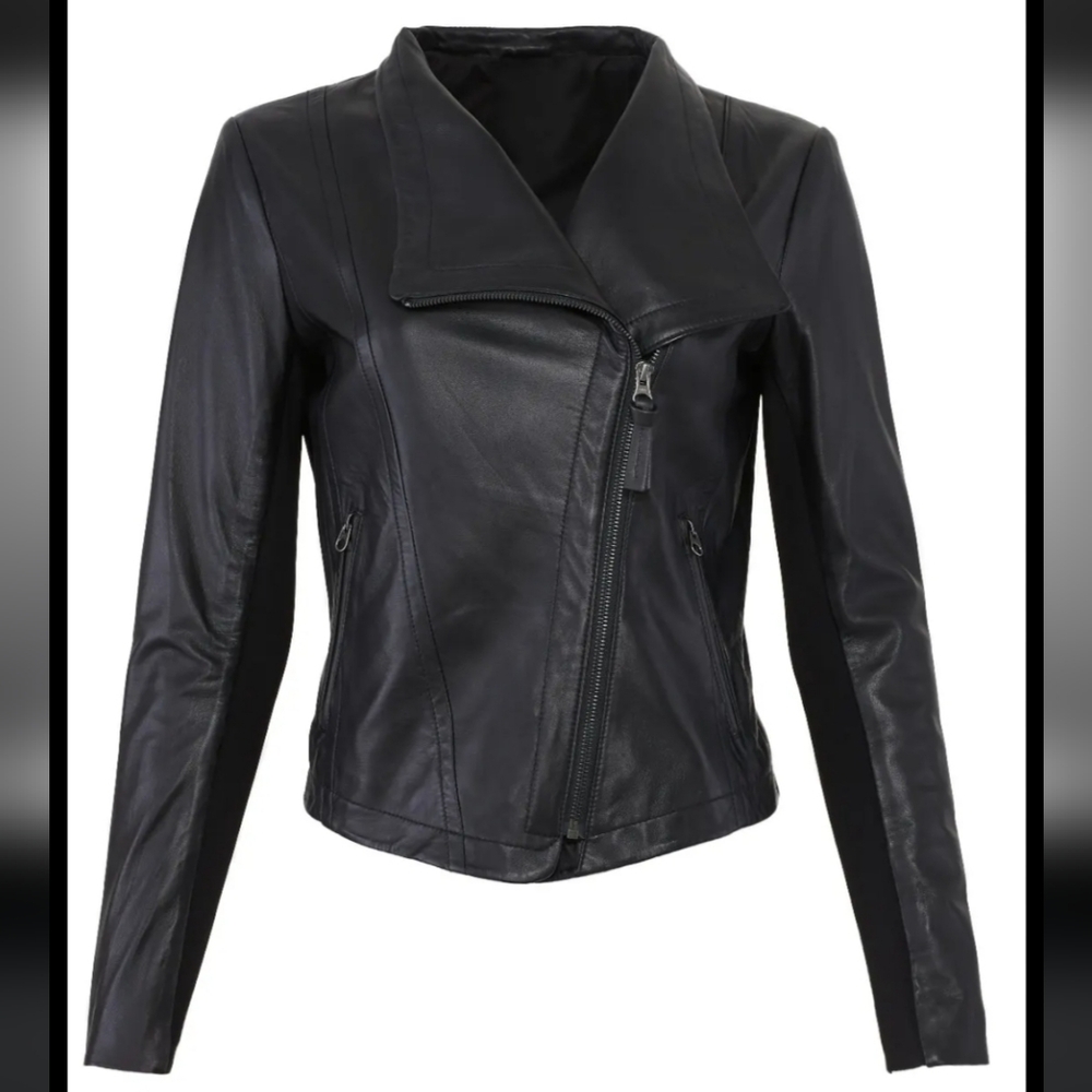 Mackage Pina Assynetric Leather Jacket, Size Small